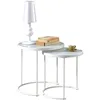 Image de Lot de 2 tables dappoint LEYRE tables basses gigognes tables à café design industriel plateau rond en verre et cadre métal