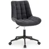 Image de Chaise de bureau VASILO Fauteuil en Velours Côtelé Noir avec Piétement en Métal Laqué Noir Assise Réglabe en Hauteur
