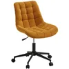 Image de Chaise de bureau VASILO Fauteuil en Velours Côtelé Jaune Moutarde avec Piétement en Métal Laqué Noir Assise Réglabe en Hauteur