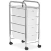 Image de Caisson de rangement sur roulettes GINA colonne 4 tiroirs et 1 étagère pour salle de bain ou bureau en plastique et métal
