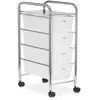 Image de Caisson de rangement sur roulettes gina, colonne 4 tiroirs et 1 étagère pour salle de bain ou bureau, en plastique et métal