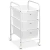 Image de Caisson sur roulettes GINA chariot avec 3 tiroirs en plastique blanc transparent et 1 étagère rangement salle de bain métal blanc