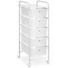 Image de Caisson sur roulettes GINA chariot avec 5 tiroirs blanc transparent et 1 étagère rangement salle de bain métal blanc