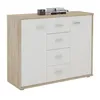 Image de Buffet salle à manger ELODIE L 89 cm coloris chêne sonoma et blanc avec 4 tiroirs et 2 portes bahut bas