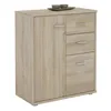 Image de Buffet REMY commode meuble de rangement avec 2 tiroirs et 2 portes en mélaminé décor chêne sonoma