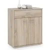 Image de Buffet MONACO commode meuble de rangement avec 1 tiroir et 2 portes en mélaminé décor chêne sonoma