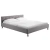Image de Lit double pour adulte NIZZA queen size 160x200 cm 2 places / 2 personnes avec sommier et pieds métal chromé tissu capitonné gris