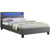 Image de Lit LED simple 120x190 cm avec sommier tête de lit confortable lit 1 place revêtement synthétique gris MIRANDO