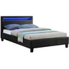 Image de Lit LED simple 120x190 cm avec sommier tête de lit confortable lit 1 place revêtement synthétique noir MIRANDO