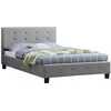 Image de Lit simple pour adulte MARLON avec sommier 120x190 cm 1 place et demi / 1 personne tête et pied de lit capitonnés en tissu gris