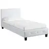 Image de Lit simple pour adulte ou enfant reve avec sommier 90x190 cm 1 place, 1 personne, tête et pied de lit capitonnés en synthétique blanc