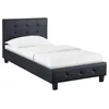 Image de Lit simple pour adulte ou enfant REVE avec sommier 90x190 cm 1 place/1 personne tête et pied de lit capitonnés en synthétique