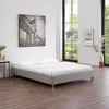 Image de Lit futon double pour adulte NIZZA 140x190 cm 2 places / 2 personnes avec sommier et pieds en métal chromé tissu gris