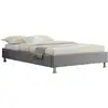 Image de Lit futon simple pour adulte nizza 120x190 cm 1 place et demi, 1 personne, avec sommier et pieds en métal chromé, tissu gris
