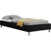 Image de Lit futon simple pour adulte ou enfant NIZZA 90x190 cm 1 place / 1 personne avec sommier et pieds en métal chromé tissu noir