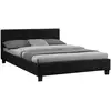 Image de Lit double pour adulte mathieu avec sommier 140x190 cm 2 places, 2 personnes, tête et pied de lit capitonnés, en tissu noir