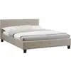 Image de Lit double pour adulte mathieu avec sommier 140x190 cm 2 places, 2 personnes, tête et pied de lit capitonnés, en tissu beige