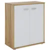 Image de Buffet salle à manger FIRMIN L 60 cm coloris chêne sauvage et blanc avec 2 portes bahut bas meuble de rangement style moderne