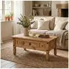 Image de Table basse en pin esteban style mexicain, avec 1 tiroir