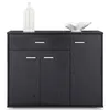 Image de Buffet salle à manger CORALINE L 88 cm en bois massif coloris frêne noir avec 1 tiroir et 3 portes