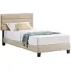 Image de Lit 1 place florida 90x190 cm avec sommier, lit simple pour enfant ou adulte, hauteur réglable, lit en tissu beige