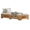 Image de Lot de 2 lits superposables RONNY 90 x 200 cm coloris chêne couchage supplémentaire fonctionnel en pin massif