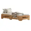 Image de Lot de 2 lits superposables ronny en bois massif 90 x 200 cm - coloris chêne