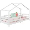 Image de Lit cabane rena 90 x 190 cm, en pin massif lasuré blanc