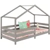 Image de Lit cabane RENA lit simple montessori pour enfant 90 x 190 cm avec barrières de protection en pin massif lasuré gris