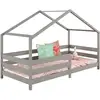 Image de Lit cabane rena 90 x 190 cm, en pin massif lasuré gris