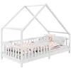 Image de Lit cabane CORA lit enfant simple montessori asymétrique en bois 90 x 200 cm en pin massif lasuré blanc