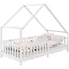 Image de Lit cabane asymétrique cora 90 x 200 cm en pin massif lasuré blanc