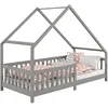 Image de Lit cabane CORA lit enfant simple montessori asymétrique en bois 90 x 190 cm en pin massif lasuré gris