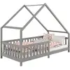 Image de Lit cabane asymétrique cora 90 x 190 cm en pin massif lasuré gris