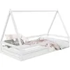 Image de Lit cabane SILA 90x200 cm lit simple enfant 1 place type Montessori en pin massif blanc