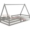 Image de Lit cabane SILA 90x200 cm lit simple enfant 1 place type Montessori en pin massif gris