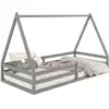 Image de Lit cabane sila 90 x 190 cm, en pin massif gris