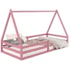 Image de Lit cabane SILA 90x190 cm lit simple enfant 1 place type Montessori en pin massif rose