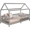 Image de Lit cabane nina 90 x 190 cm, en pin massif lasuré gris