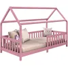 Image de Lit Cabane Nina 90 X 190 Cm, En Pin Massif Lasuré Rose