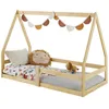 Image de Lit cabane LUSIA 80x160 cm lit simple 1 place pour bébé ou enfant de type Montessori en pin massif à la finition naturelle