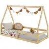Image de Lit cabane lusia 80x160 cm, lit simple 1 place pour bébé ou enfant de type montessori, en pin massif à la finition naturelle