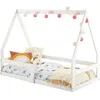 Image de Lit cabane LUSIA 80x160 cm lit simple 1 place pour bébé ou enfant de type Montessori en pin massif lasuré blanc