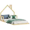 Image de Lit enfant eloa type montessori, couchage 90x200 cm, en pin massif naturel