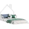 Image de Lit enfant eloa type montessori, couchage 90x200 cm, en pin massif lasuré blanc
