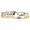 Image de Lit enfant GUSTAVO lit au sol 90x190 cm dinspiration Montessori avec barrières de protection en pin massif naturel
