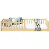 Image de Lit enfant gustavo lit au sol 90x190 cm d'inspiration montessori, avec barrières de protection, en pin massif naturel