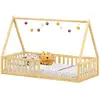 Image de Lit cabane nicolas 90 x 200 cm, en pin massif coloris naturel