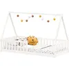 Image de Lit cabane enfant 90x200 cm NICOLAS lit Simple montessori avec Barrières de Protection en Bois Massif Laqué blanc