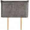 Image de Tête de lit DELMO 90 rembourrée En tissu polyester pour lit 90 cm Sur pieds en bois Gris